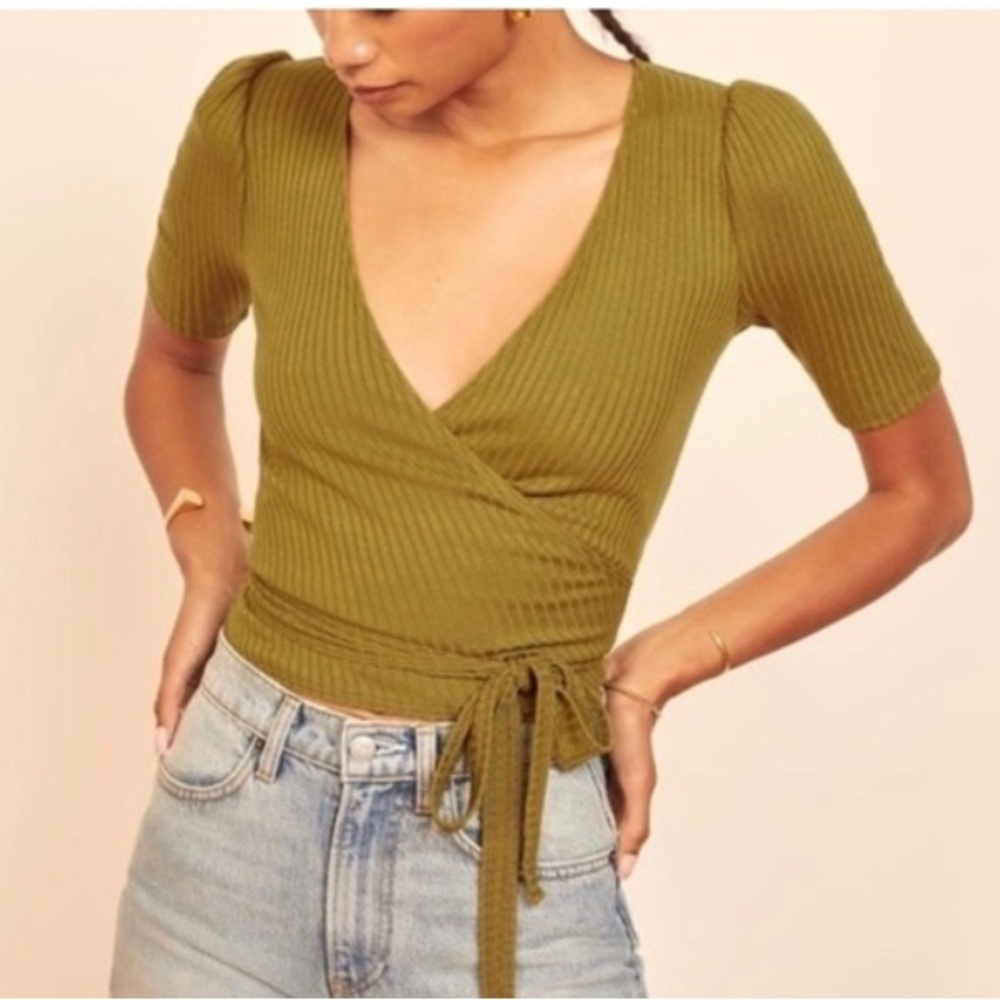 REFORMATION Rosebud Wrap Top